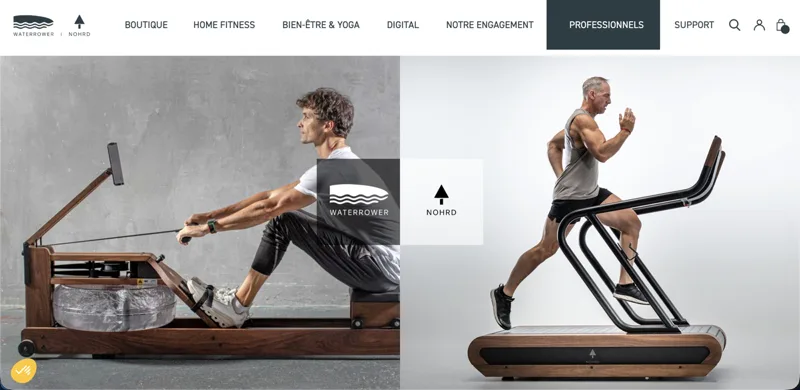 WaterRower.fr e-commerce product pages built on Magento